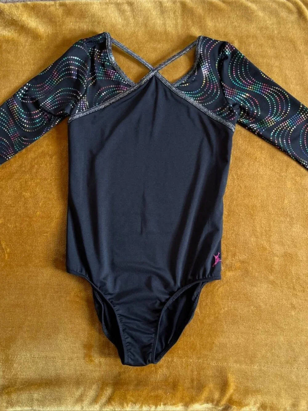 CAPEZIO Future Star Dance Leotard Black LARGE 10/12 Gymnastics Long Sleeve